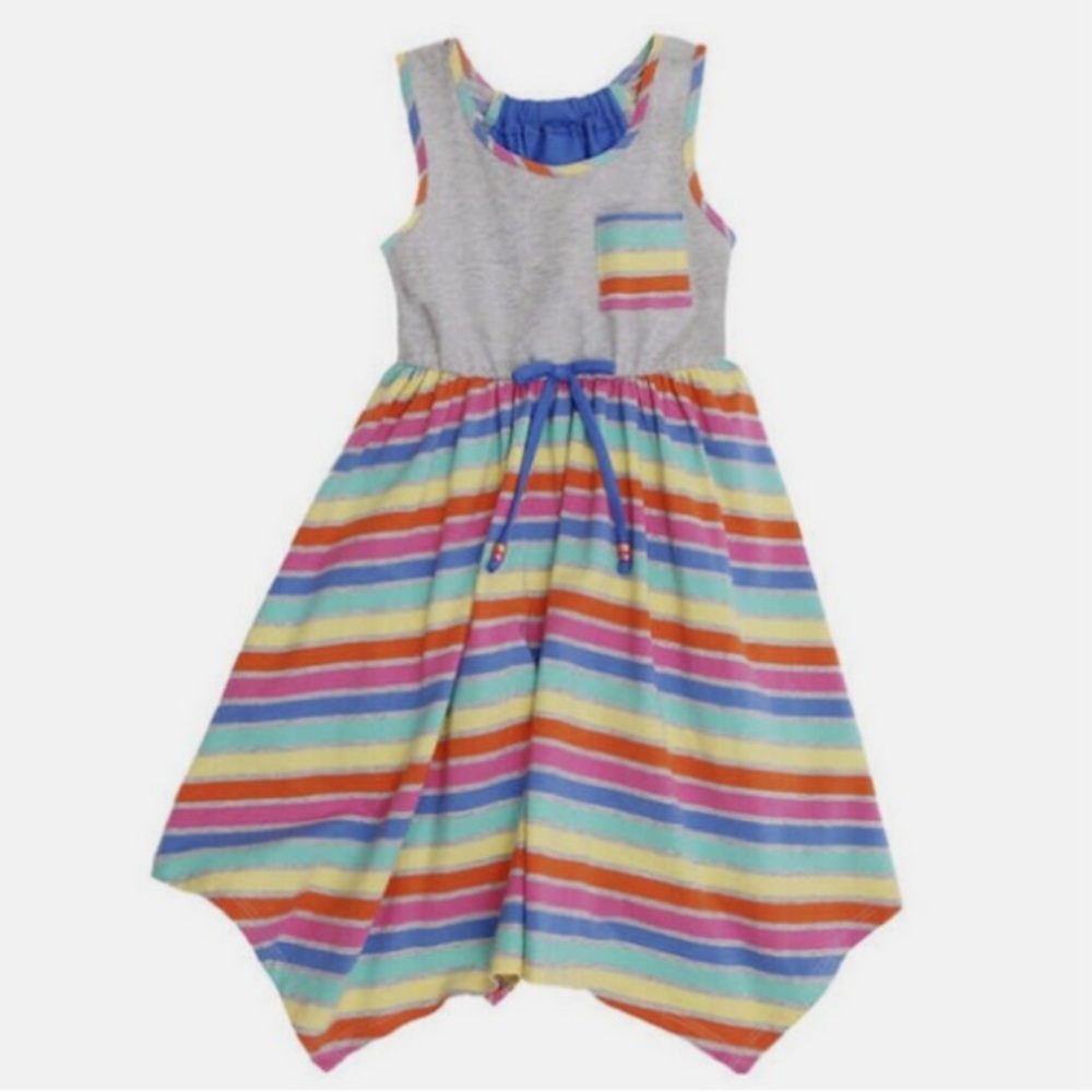 NEW Jona Michelle Grey Rainbow Stripe Pocket Tank Top Dress